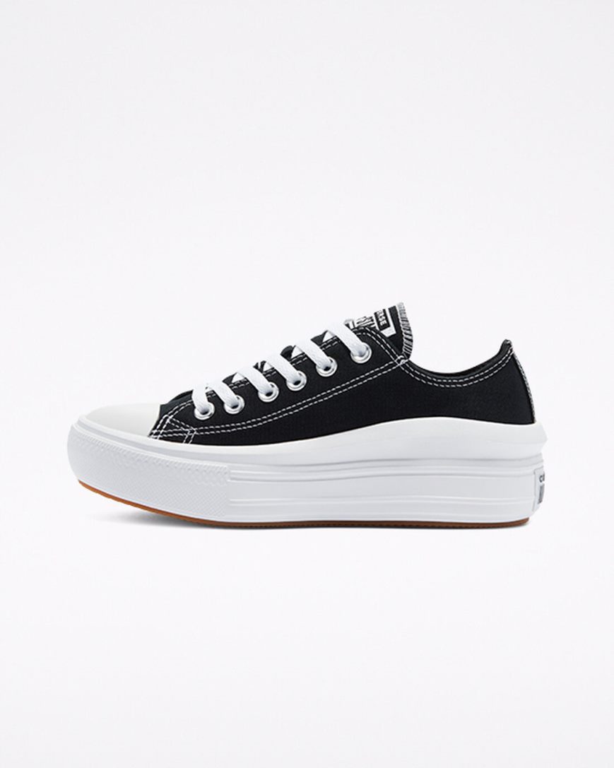 Sapatos Plataforma Converse Chuck Taylor All Star Move Cano Baixo Feminino Pretas Branco | PT W09803P